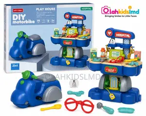 DIY Motorbike 2-in-1 Hospital Playset – 39 Pieces, Ages 3+