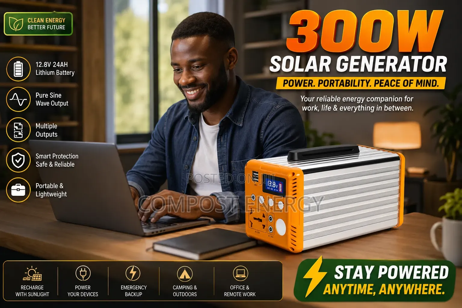 300w Solar Generator With 70w Panel