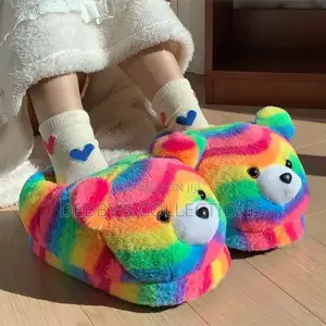 Rainbow Striped Indoor Slippers