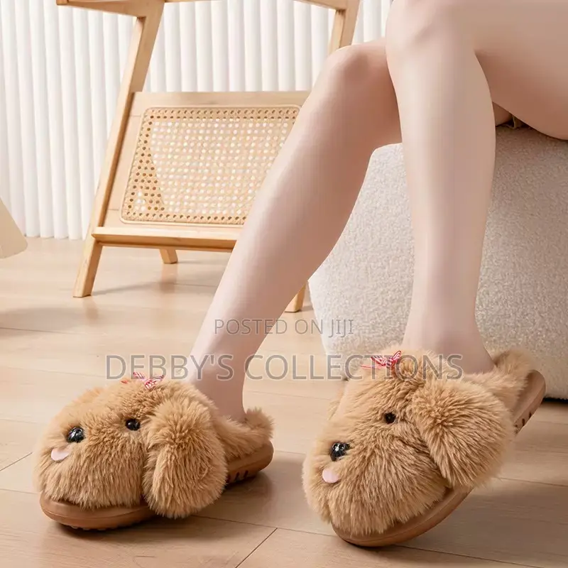 Cute Teddy Bear Plush Slippers