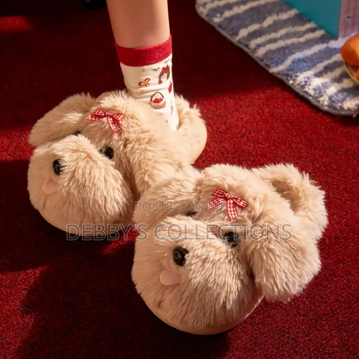 Cute Teddy Bear Plush Slippers