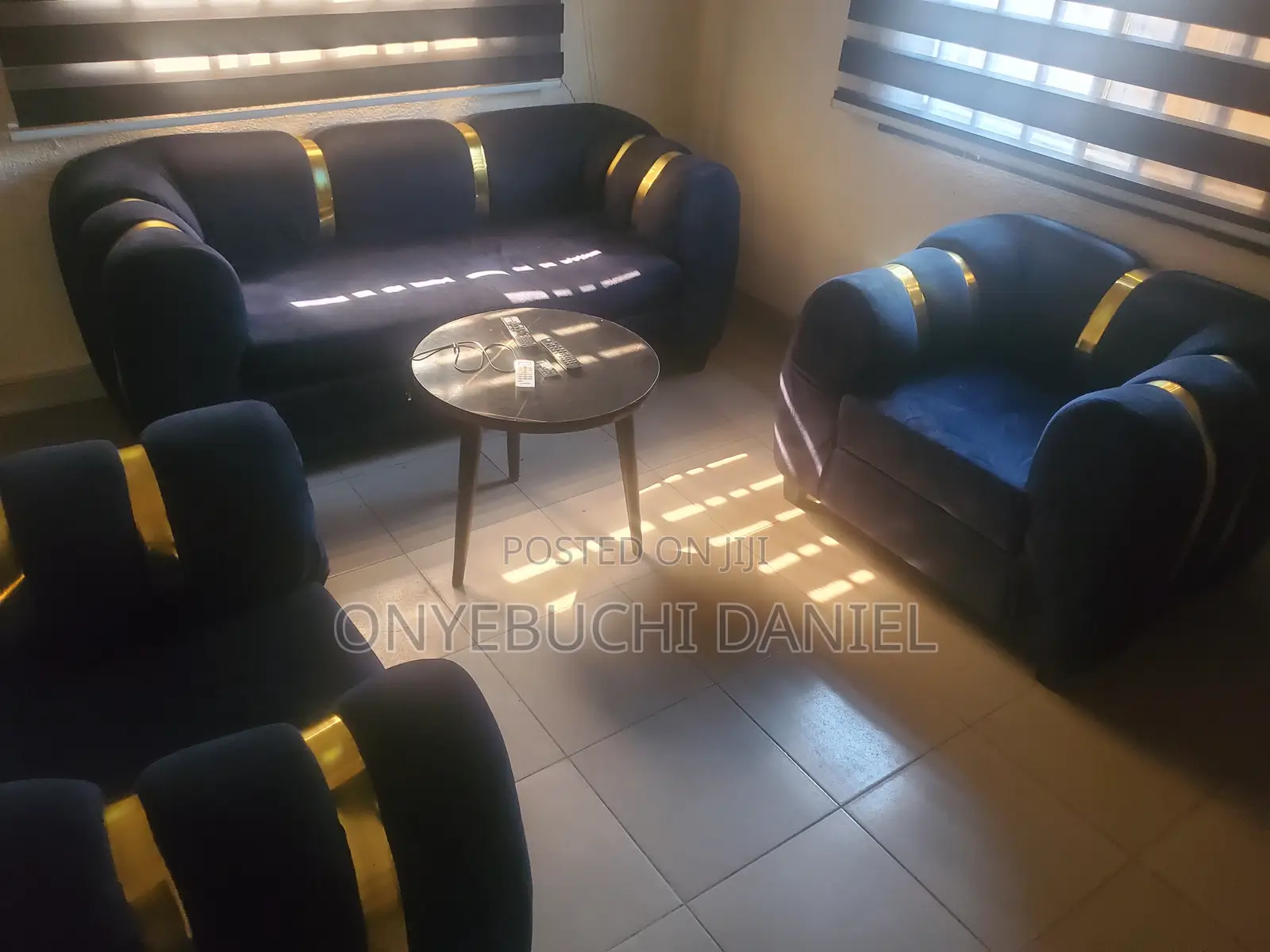 Dark Blue Elegant Sofa/Couch Set