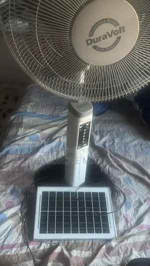 Duravolt 16 Inches -3 in 1 Rechargeable Fan +Solar Panel + 2-Bulbs