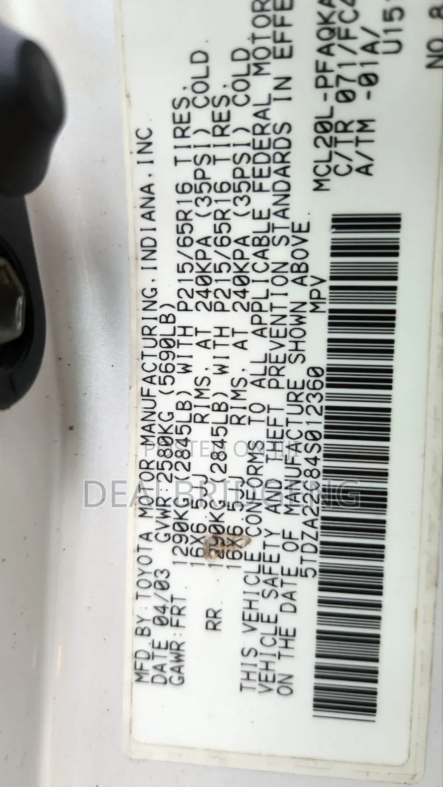 Toyota Sienna 2004 White