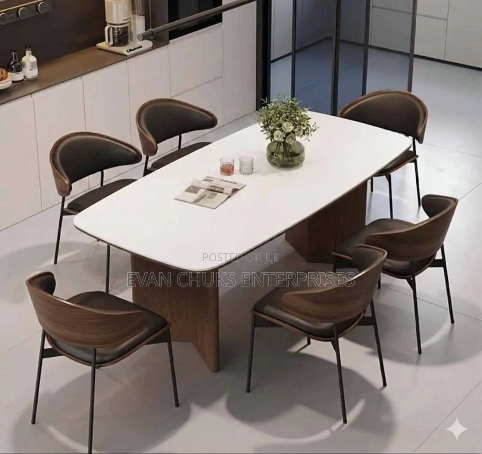 6 Seaters Marble Dining Table and Chairs