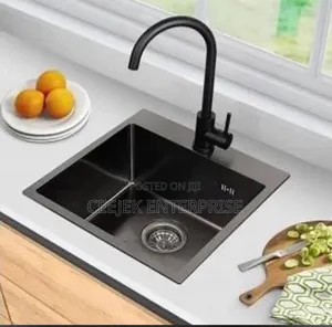 Single Black Sink With Tap