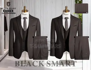 Black Samrt Strips Turkish Suit