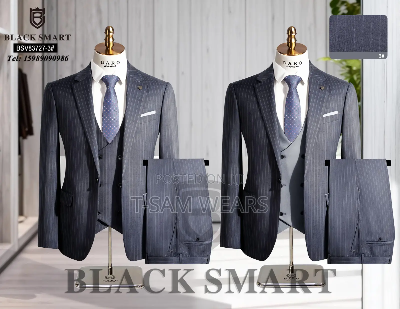 Black Samrt Strips Turkish Suit