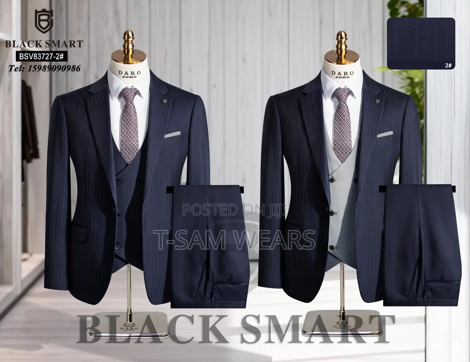 Black Samrt Strips Turkish Suit