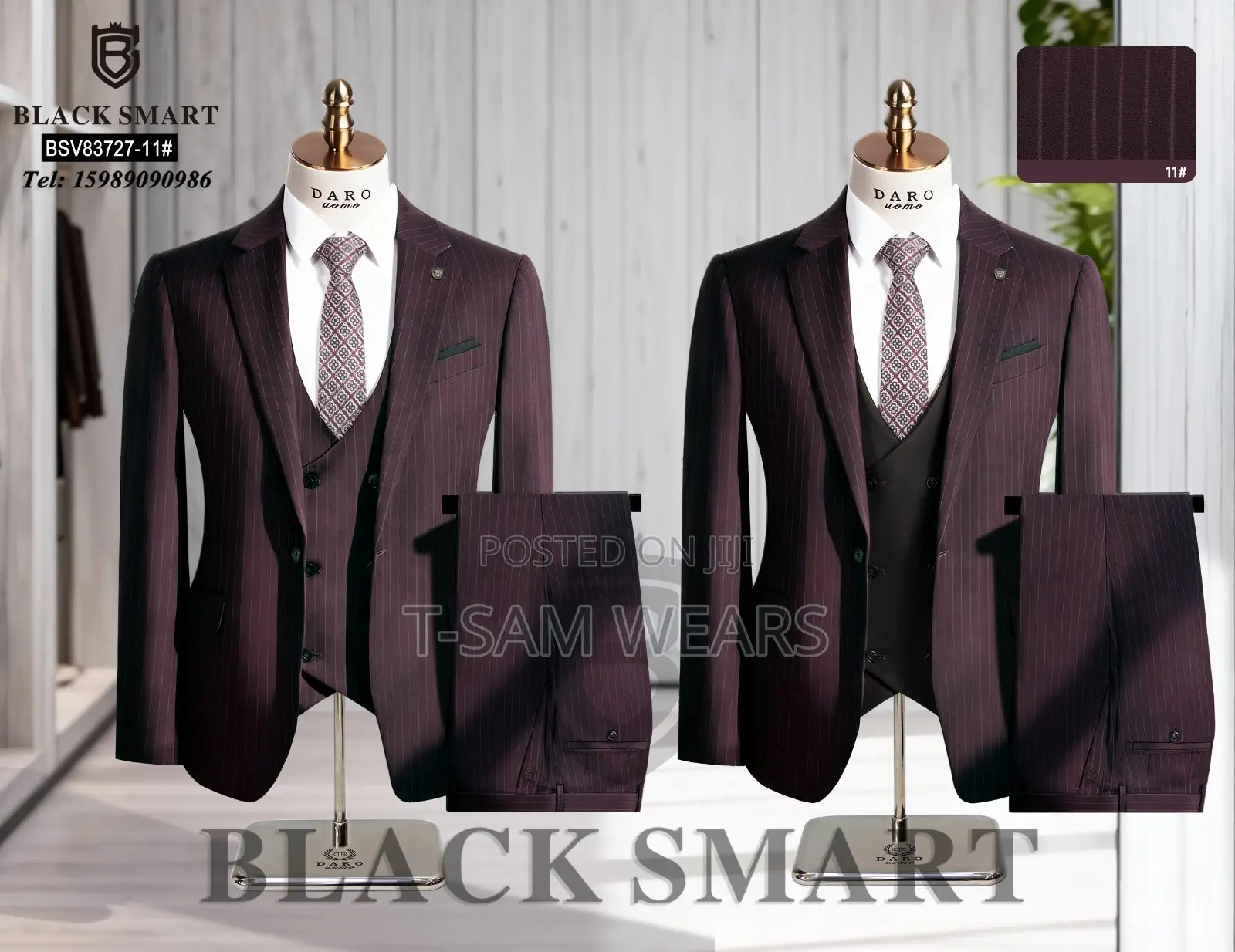Black Samrt Strips Turkish Suit