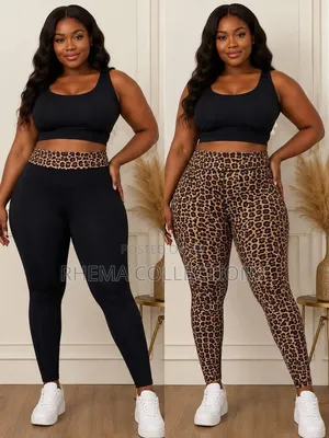 Leopard Skin Pattern/Plain Black Thick Stretchy Leggings