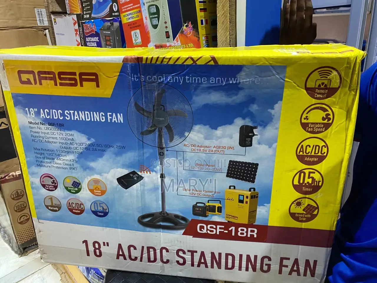 QASA 18" AC/DC Standing Fan