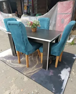 Elegant 4-Seater Wooden Dining Set With Velvet Chairs