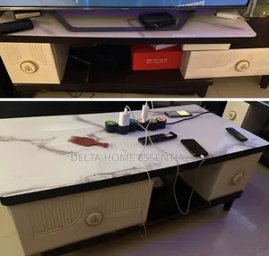 Luxury Marble-Top TV Stand Matching Center Table Set