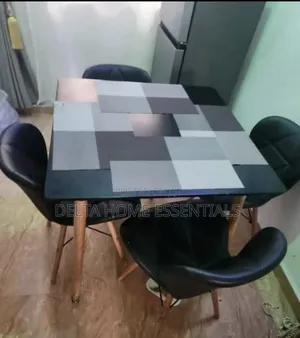 Modern 4-Seater Dining Set With Nordic Cushioned Chairs