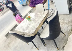 Brand New Modern 4-Seater Marble-Top Dining Set