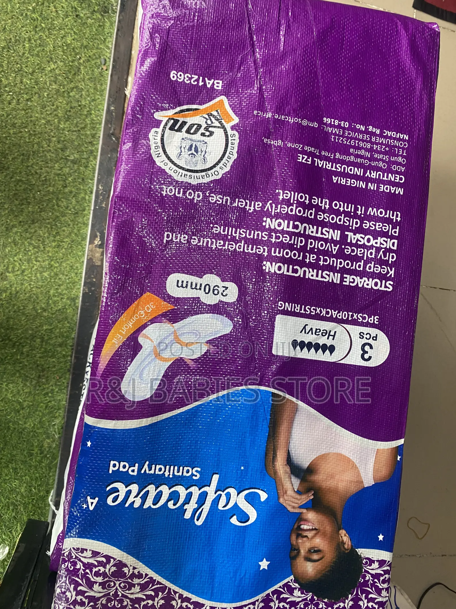 A Bag Softcare Sachet Cotton Sanitary Pads (3pcs)3*50