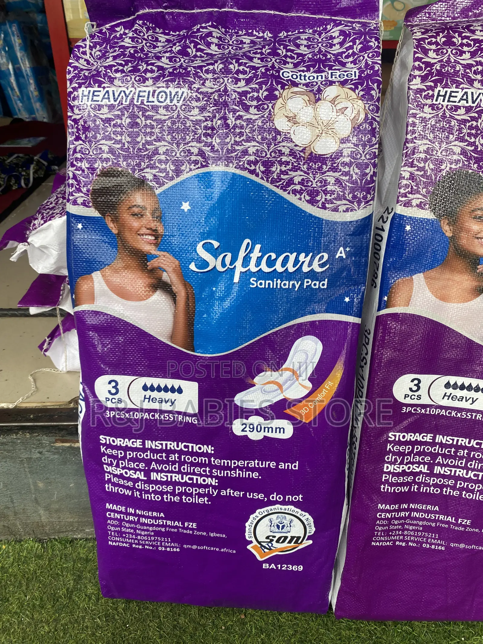 A Bag Softcare Sachet Cotton Sanitary Pads (3pcs)3*50