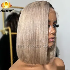 Ash Blonde Color Transparent Full Lace Wig Human Hair