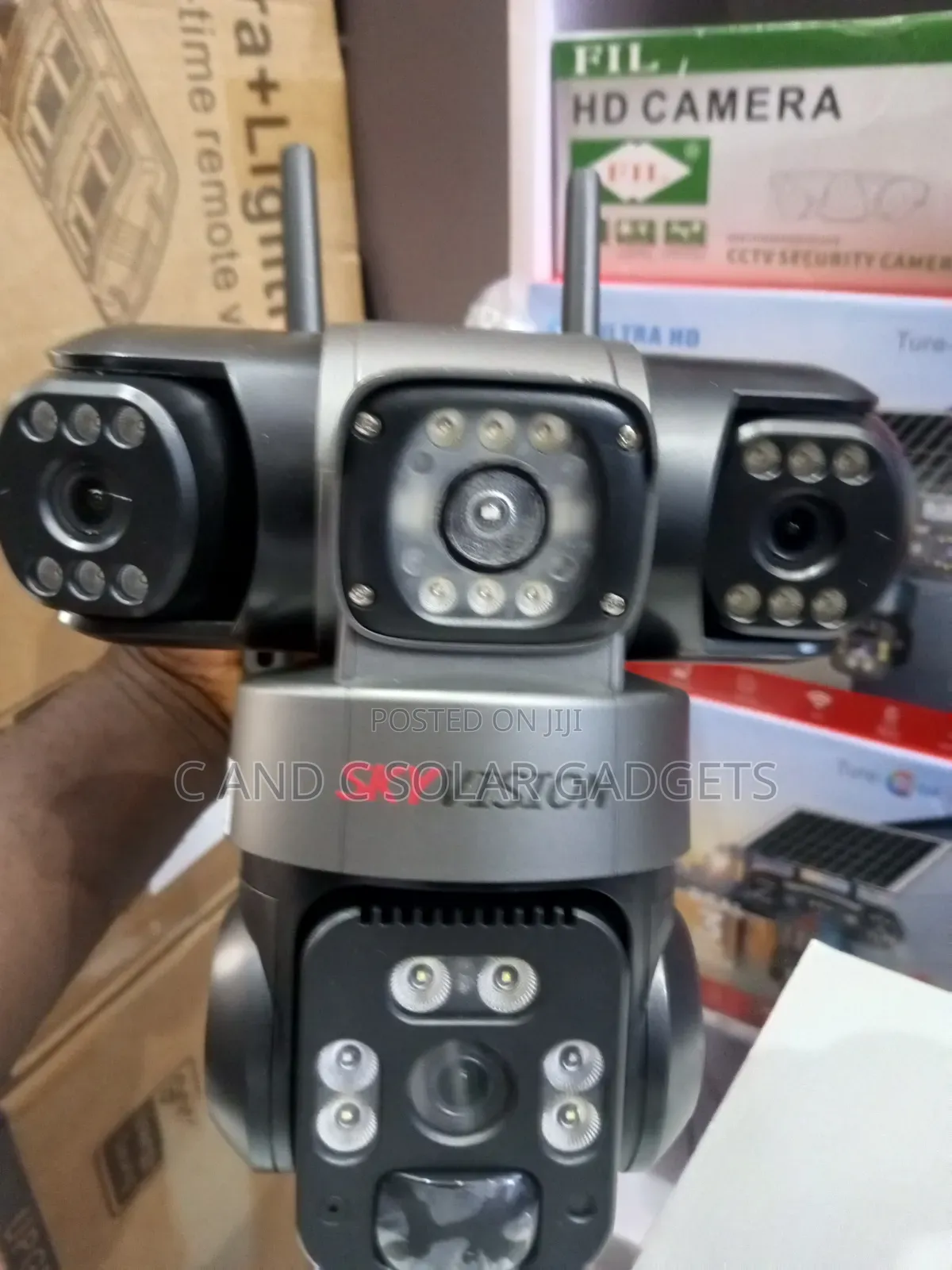 V380 Solar Smart CCTV Camera . Triple Lens/View