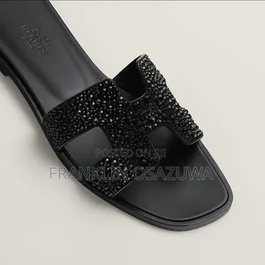 Hermes Women's Rhinestone Flat Slippers