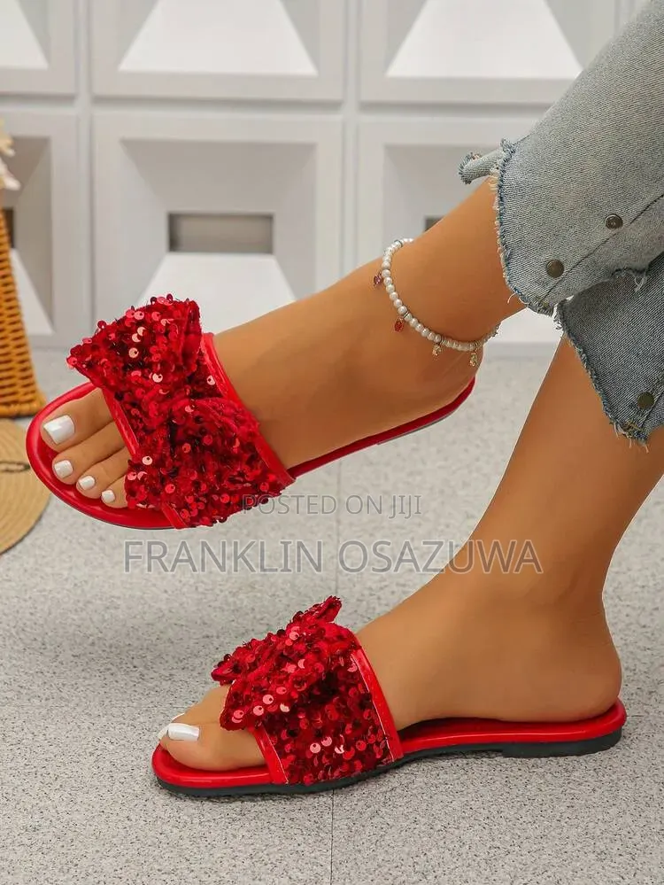 Women's Rhinestone Bow Flat Slippers
