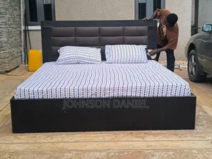 Modern Upholstered Wooden Bed Frame With Foam Mattress