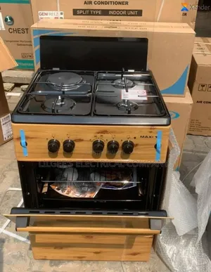 Maxi 60 X 60 Wooden Colour Design 3 Gas and 1 Electric Burner and Oven