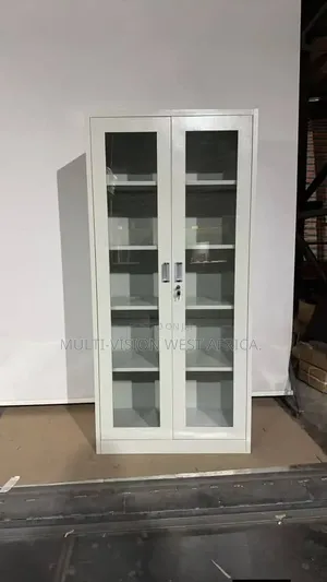 Metal Half Glass Book Case With Drawers