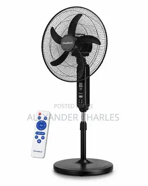 18” Remote Rechargeable Solar Standing Fan – 30w Panel 3 Extra Bulbs