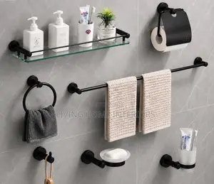 Modern Matte Black Bathroom Accessories Set,