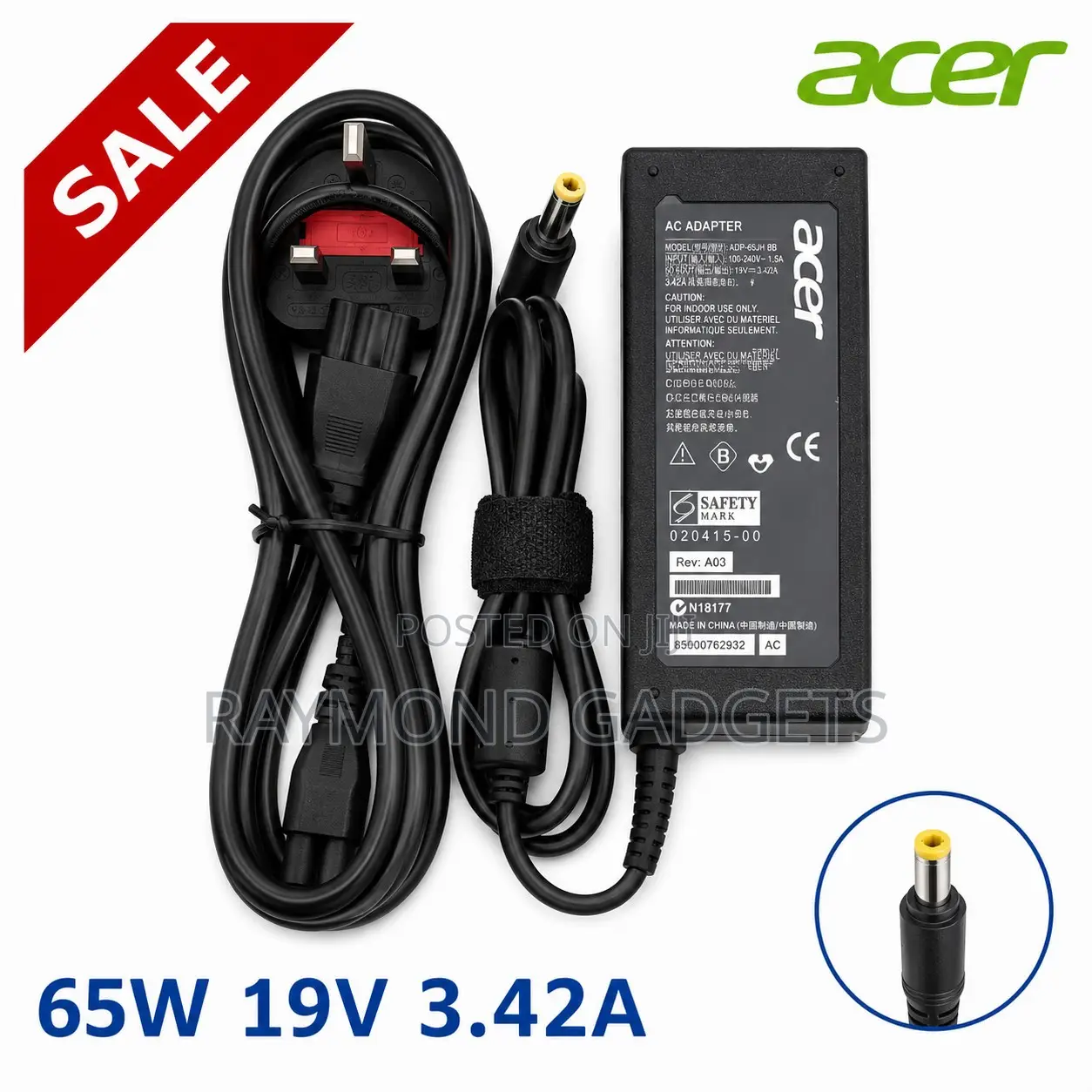 Acer 65W Replacement Laptop Charger 19V 3.42A Notebook Power Adapter