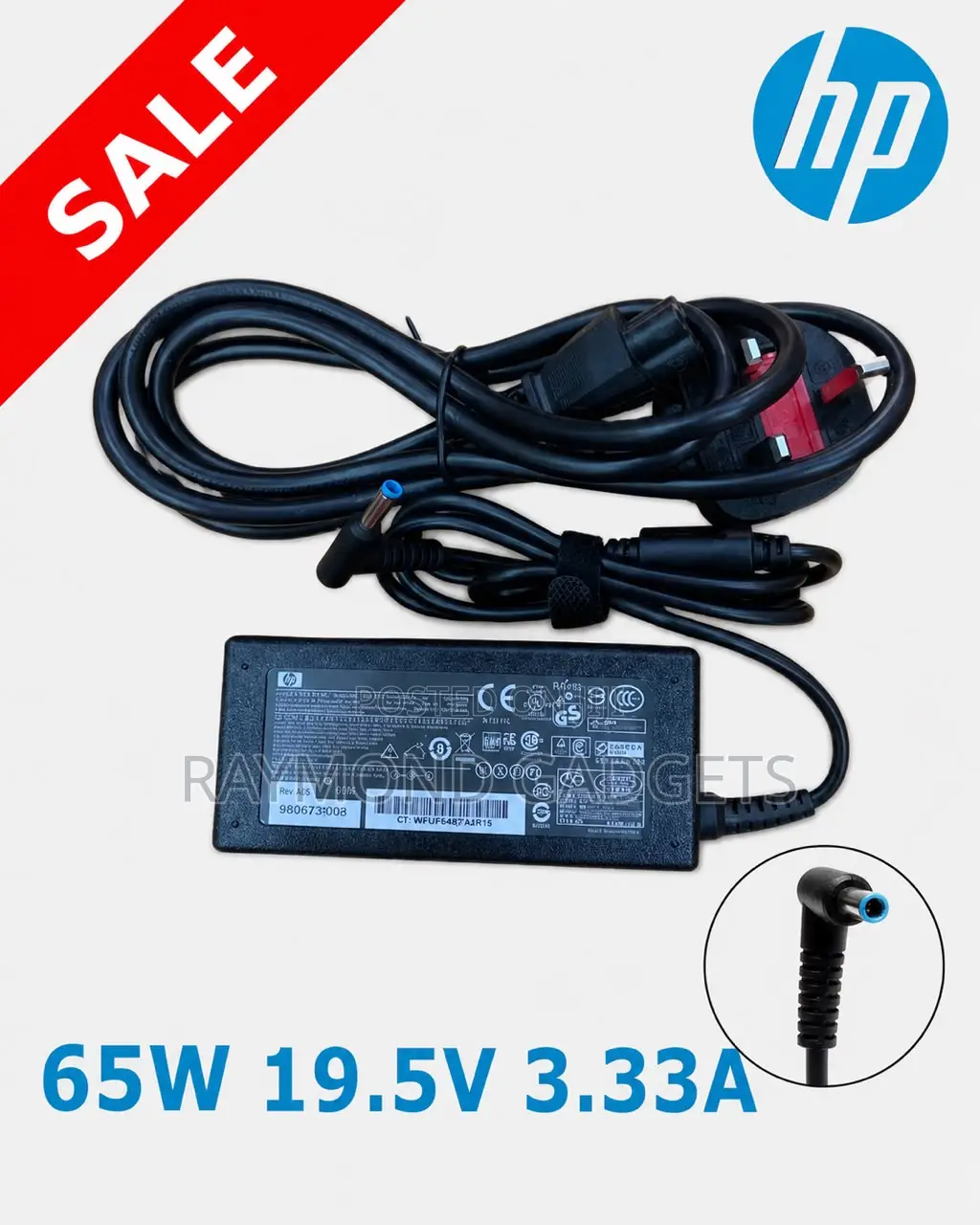 HP 65W Laptop Charger 4.5mm Blue Tip Adapter + Power Cable