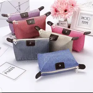 Striped Dumpling Makeup Bag