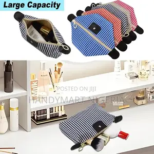 Striped Dumpling Makeup Bag