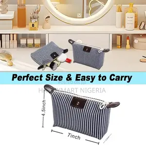 Striped Dumpling Makeup Bag