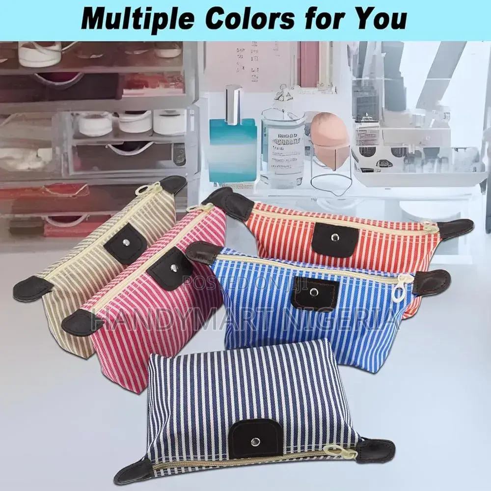 Striped Dumpling Makeup Bag
