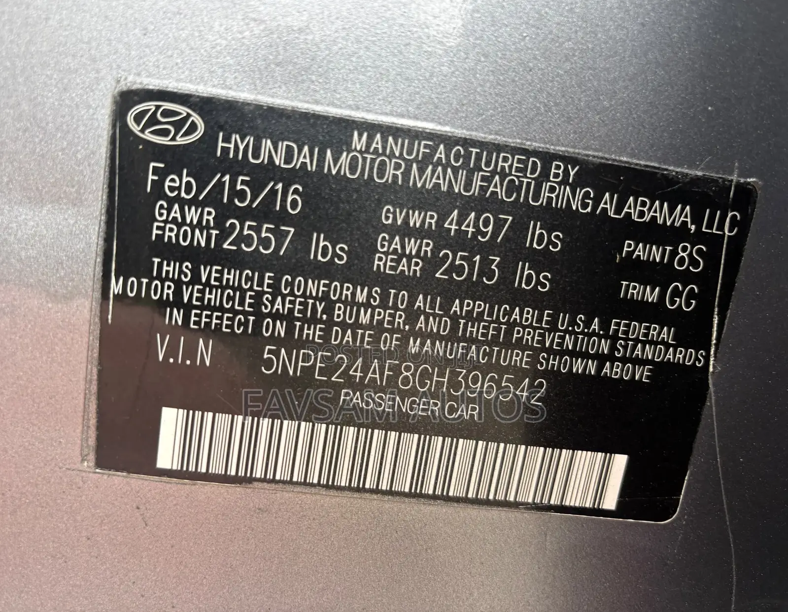 Hyundai Sonata 2016 Gray
