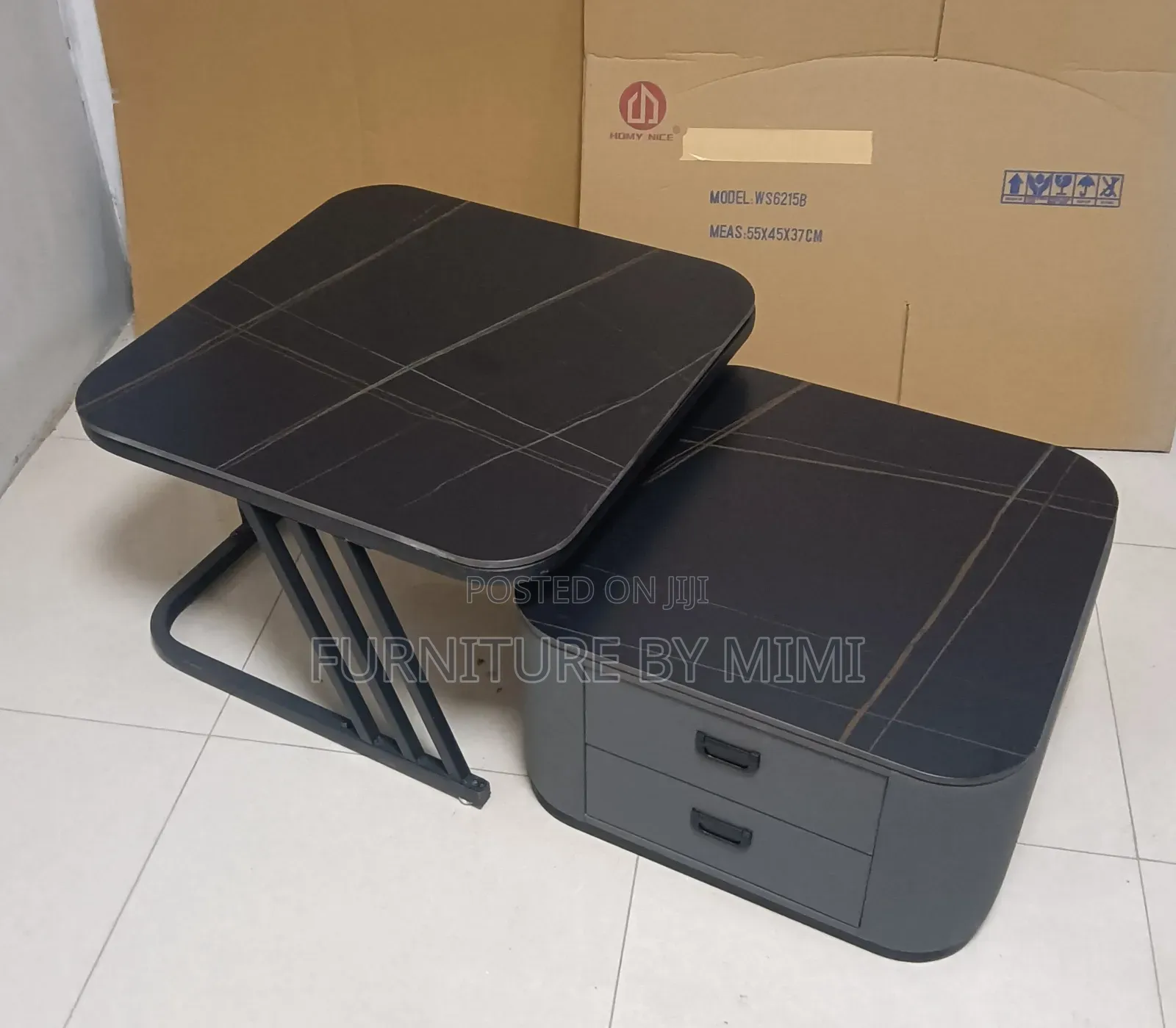 Luxury 2-in-1 Round Nesting Coffee Table Set With 2 Drawers