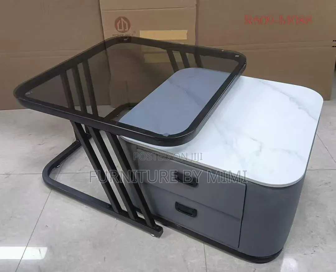 Luxury 2-in-1 Round Nesting Coffee Table Set With 2 Drawers