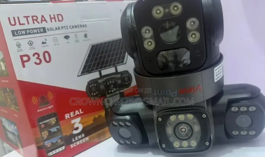 Solar 4G V380 Pro 3-Lens PTZ Solar Security Camera. All Rotating Angle