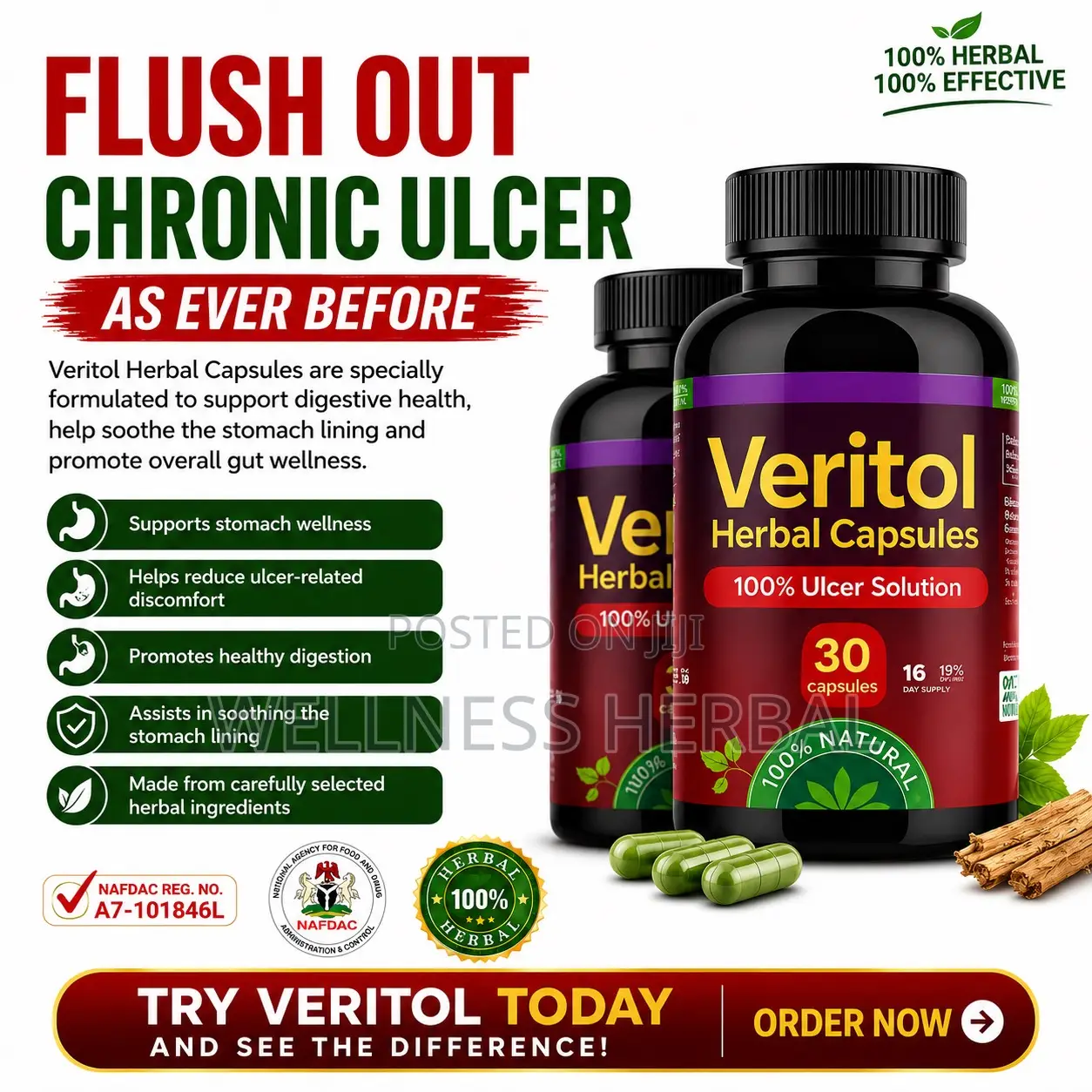 Veritol Herbal Capsules- Natural Ulcer Solution