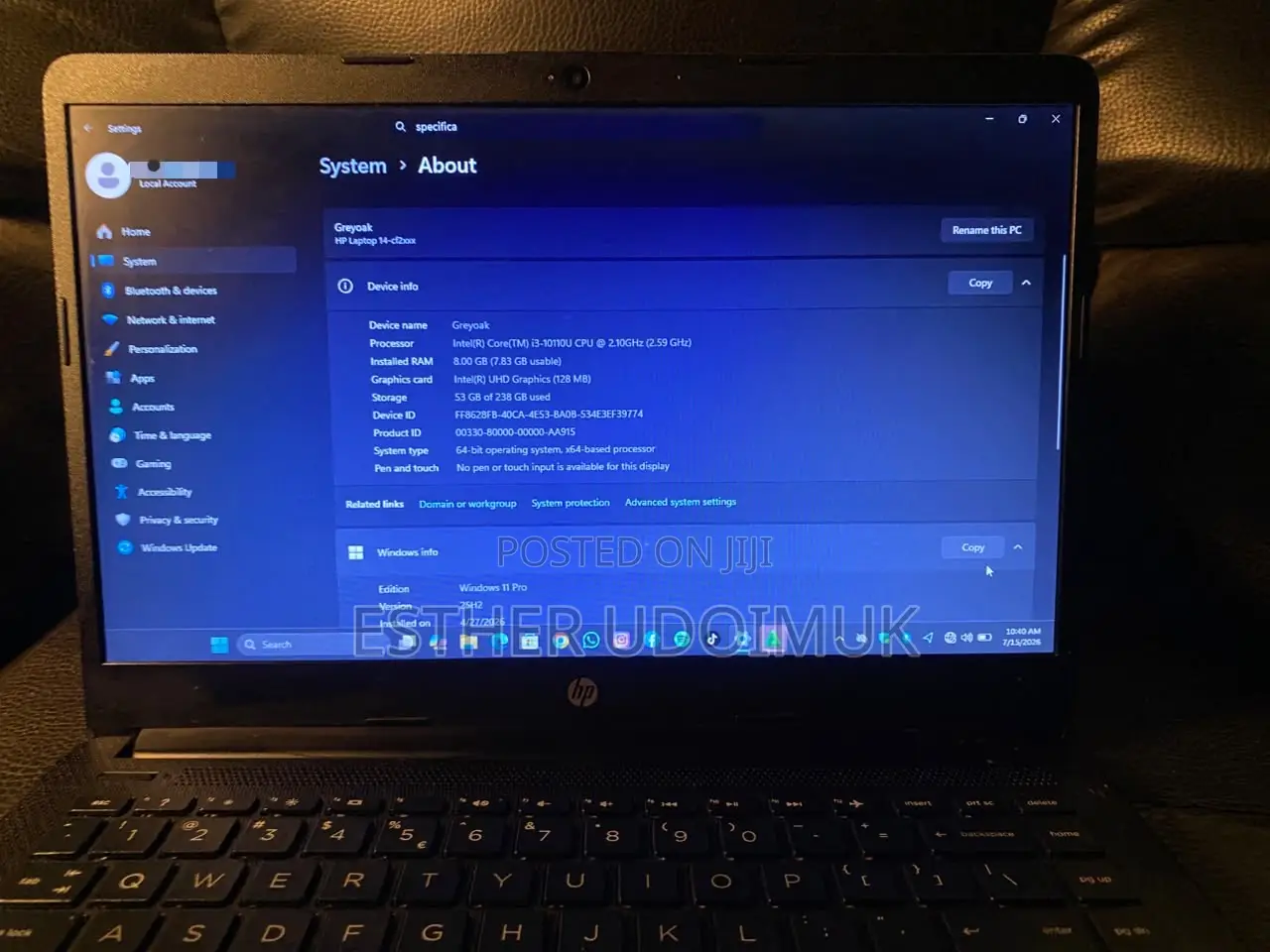Laptop HP 14S 8GB Intel Core i3 SSD 256GB