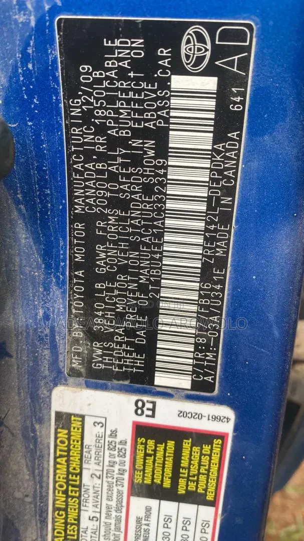 Toyota Corolla 2010 Blue