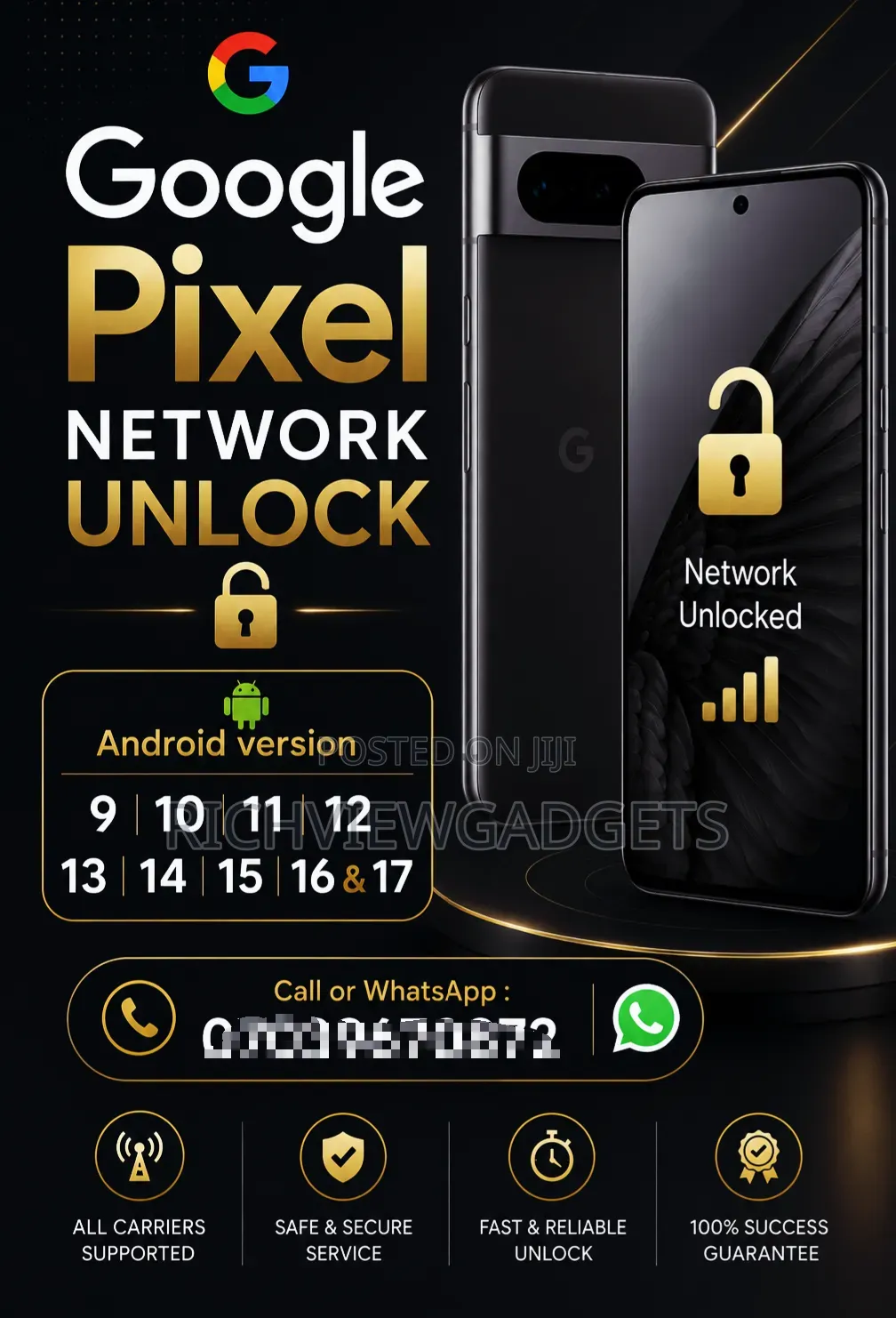 Google Pixel Network Unlock, Android Version 9-17
