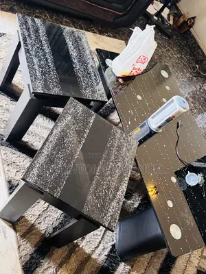 Sophisticated Center Table With Two Side Stools for Sale