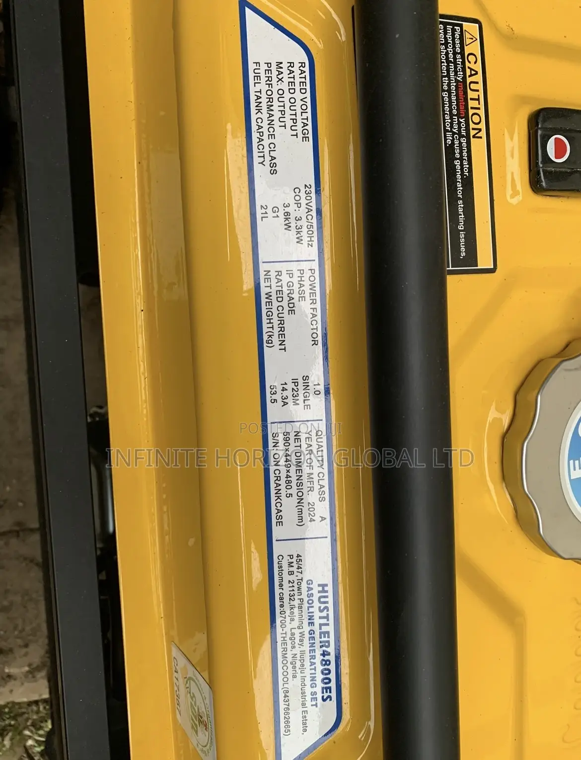 Thermocool Hustler 4800es 4.15kva Generator