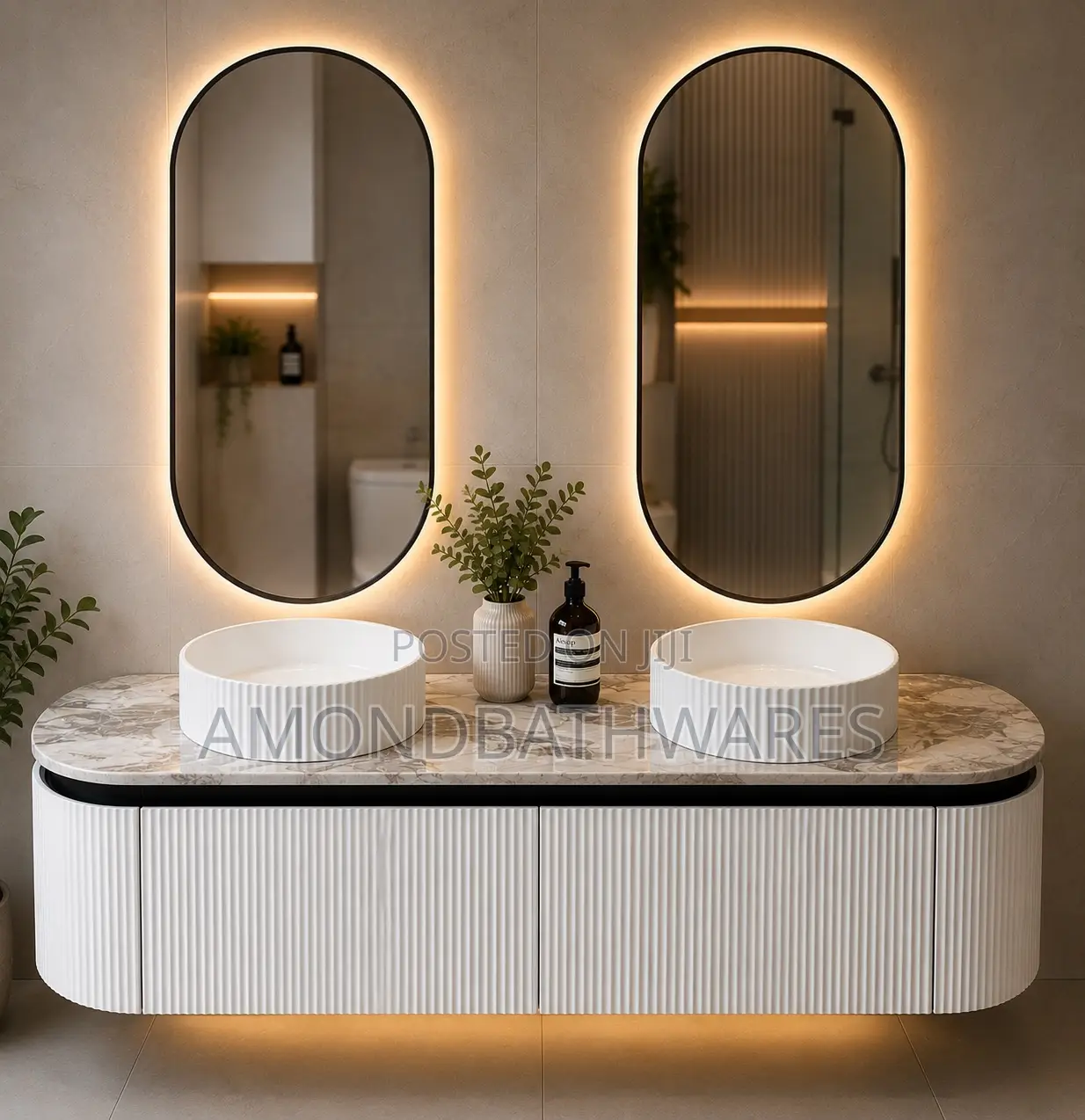 Double Bowl Marble Top Cabinet 003