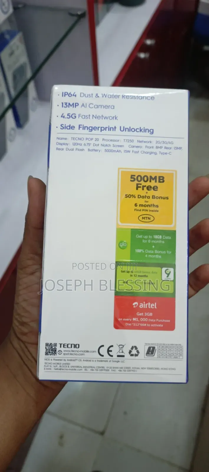 New Tecno Pop 20 64 GB Gray