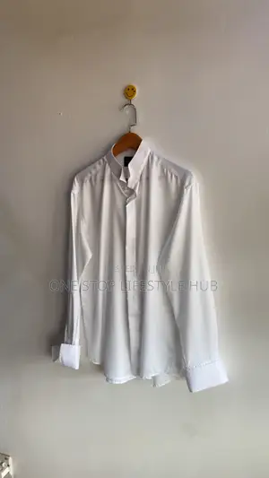 Premium Men's White Tuxedo Dress Shirt – Bishop / Mandarin Collar